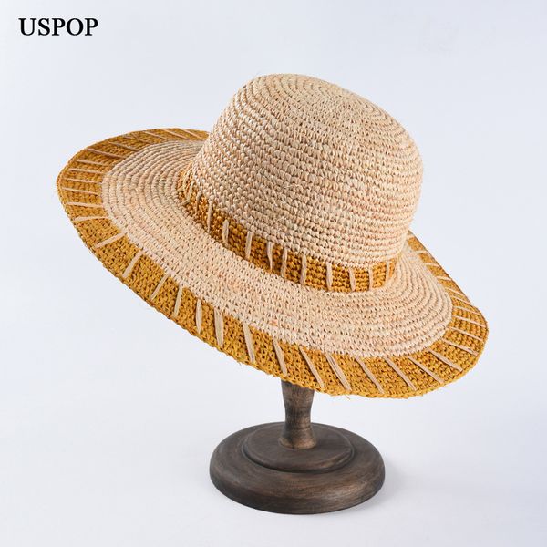 uspop 2019 women raffia sun hats hand-crocheted striped straw hats casual summer large brim beach hat, Blue;gray
uspop 2019 women raffia sun hats hand-crocheted striped straw hats casual summer large brim beach hat, Blue;gray