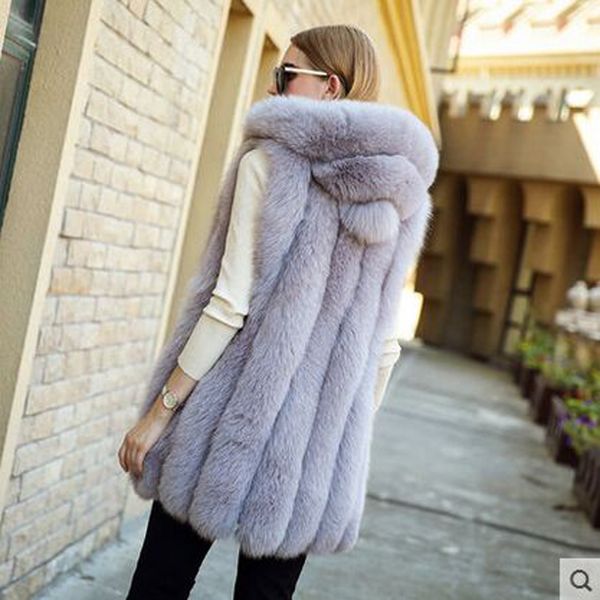 2017 new fur vest fur & faux silver fox coat hooded vest vertical stripe medium-long large size women, Black
2017 new fur vest fur & faux silver fox coat hooded vest vertical stripe medium-long large size women, Black