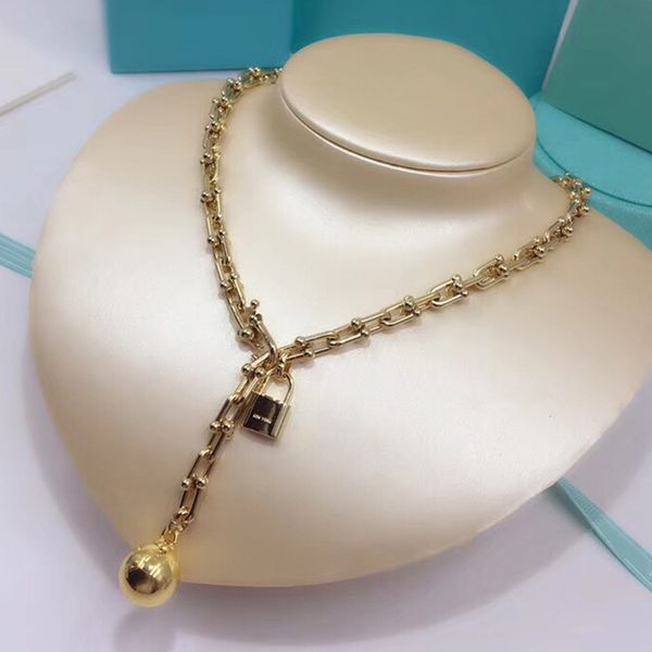 classic double t fashion jewelry for women silver gold color u sharpe chain necklace key lock design necklace
classic double t fashion jewelry for women silver gold color u sharpe chain necklace key lock design necklace