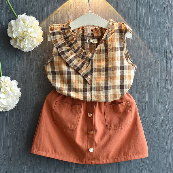 menoea girls clothing sets 2020 new style kids summer clothing sets sleeveless plaid t-shirt culottes 3-7y girl suit t200629, White
menoea girls clothing sets 2020 new style kids summer clothing sets sleeveless plaid t-shirt culottes 3-7y girl suit t200629, White