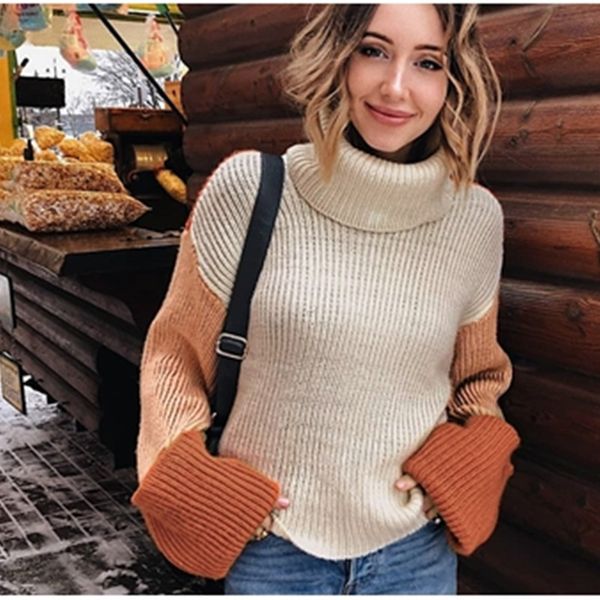 2019 autumn and winter new three-color color matching high collar sweater sweater women long-sleeved pullover women sweaters, White;black
2019 autumn and winter new three-color color matching high collar sweater sweater women long-sleeved pullover women sweaters, White;black