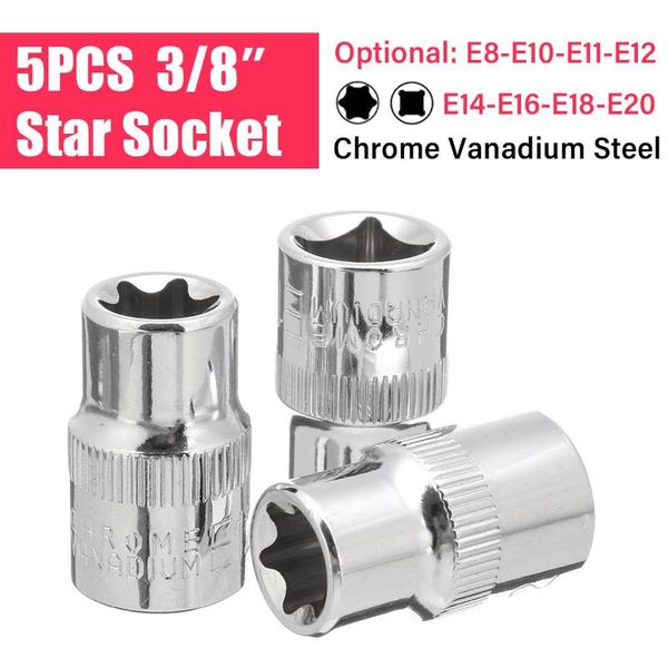 5 шт / set e тип crv стали torx star бит набор торцевых головок 3 / 8inch привода e8 e10 e11 e12 e14 e16 e18 e20 crv стальные инструменты ре
5 шт / set e тип crv стали torx star бит набор торцевых головок 3 / 8inch привода e8 e10 e11 e12 e14 e16 e18 e20 crv стальные инструменты ре