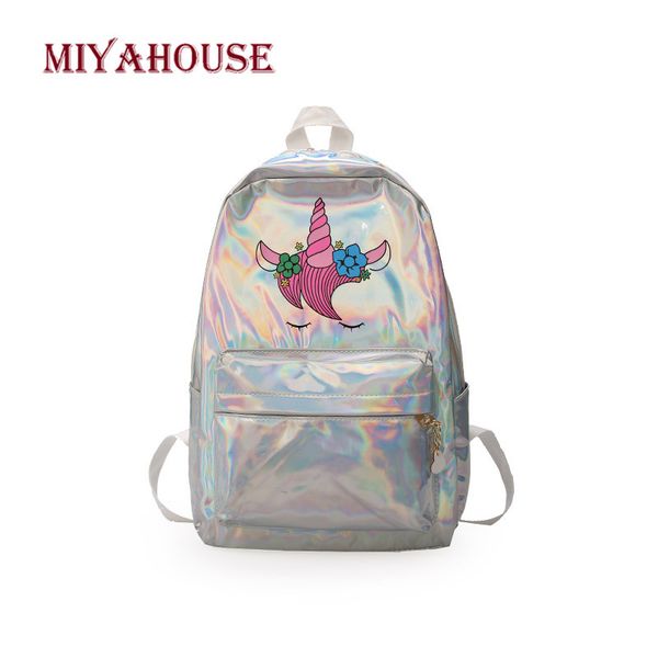 miyahouse new fashion unicorn design leather backpack for feamle reflective laser women rucksack large capacity lady school bag
miyahouse new fashion unicorn design leather backpack for feamle reflective laser women rucksack large capacity lady school bag