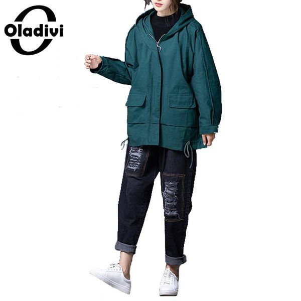 oladivi plus size women hooded jackets 2019 autumn winter outerwear ladies casual loose coat female overcoat black green 7xl, Black;brown
oladivi plus size women hooded jackets 2019 autumn winter outerwear ladies casual loose coat female overcoat black green 7xl, Black;brown