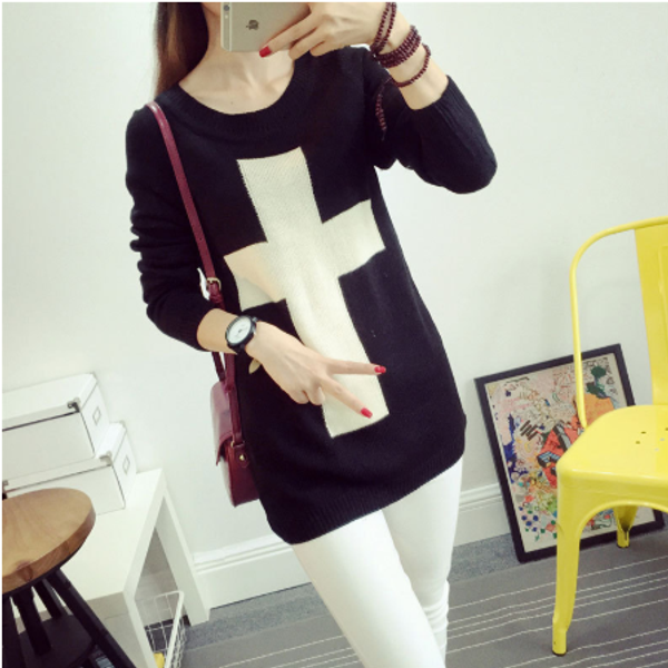 women's sweaters 2021 fashion autumn for women brand loose warm knitted pullovers lady, White;black
women's sweaters 2021 fashion autumn for women brand loose warm knitted pullovers lady, White;black