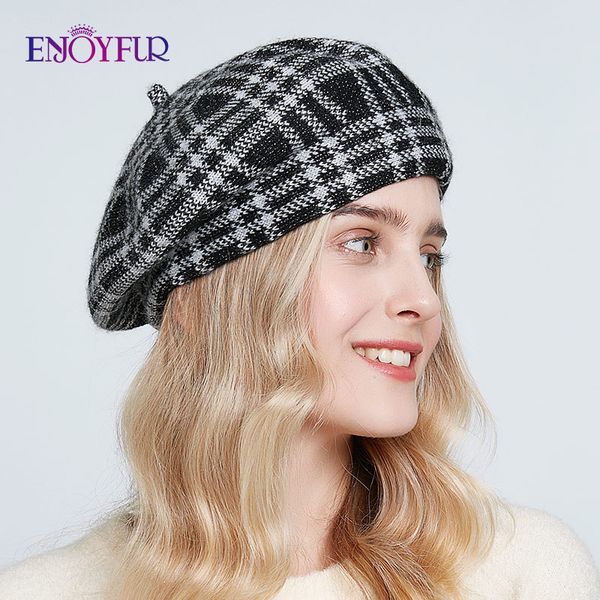 enjoyfur knitted plaid berets for women winter soft warm wool beret hats 2019 new fashion female autumn beanies, Blue;gray
enjoyfur knitted plaid berets for women winter soft warm wool beret hats 2019 new fashion female autumn beanies, Blue;gray