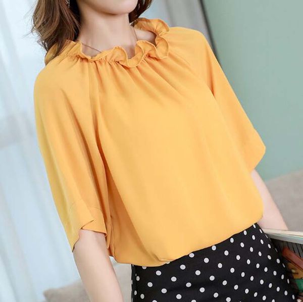 2019 summer new fashion women chiffon blouse ruffled round collar blouses loose half sleeve chiffon shirts ns4292, White
2019 summer new fashion women chiffon blouse ruffled round collar blouses loose half sleeve chiffon shirts ns4292, White