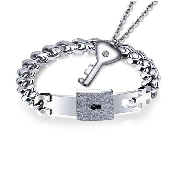 new stainless steel lock love heart key pendant necklace and bracelet couple jewelry set for men and women lover jewelry, Silver
new stainless steel lock love heart key pendant necklace and bracelet couple jewelry set for men and women lover jewelry, Silver