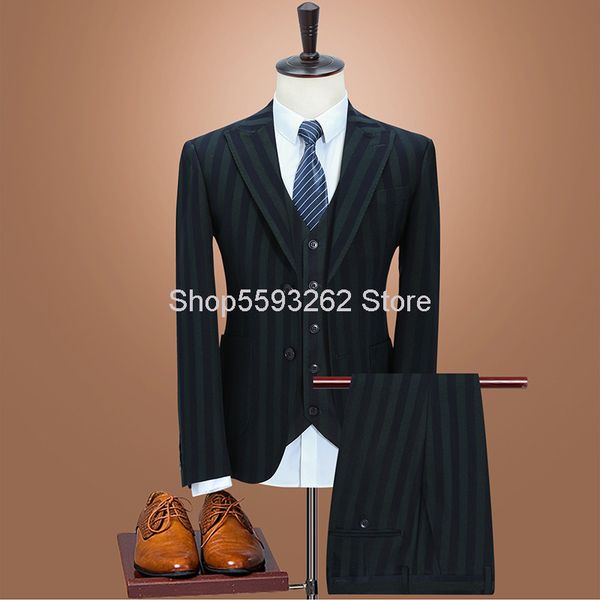 men's suits & blazers trend wear slim fit stripe big size occupation pack suit three-piece set men business, White;black
men's suits & blazers trend wear slim fit stripe big size occupation pack suit three-piece set men business, White;black