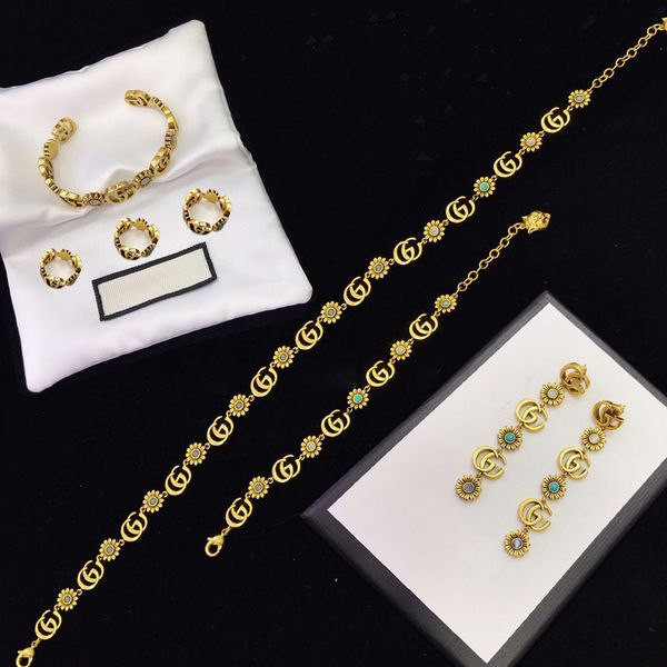fashion design jewelry 2020 new retro chrysanthemum earrings women's doubles g explosive bracelet necklace bracelet ring, Golden;silver
fashion design jewelry 2020 new retro chrysanthemum earrings women's doubles g explosive bracelet necklace bracelet ring, Golden;silver