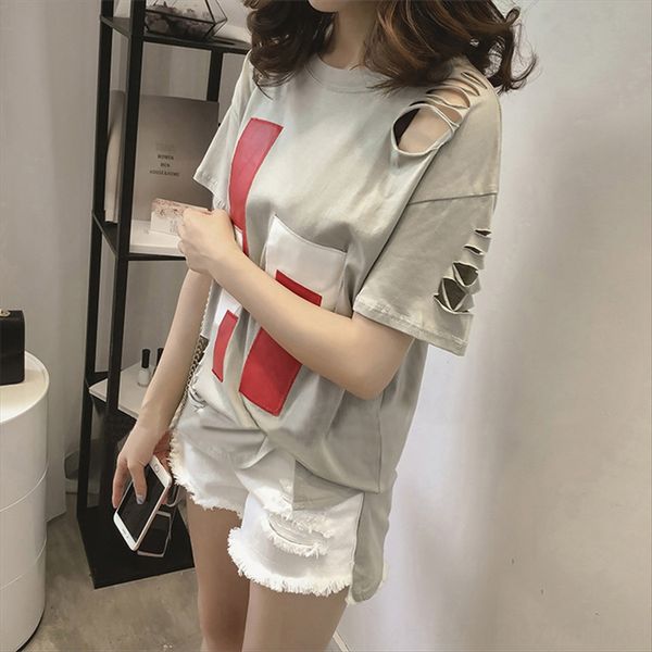 short-sleeved t- t- shirt women's loose round collar hollowed-out blouse 2020 base shirt fashion, White
short-sleeved t- t- shirt women's loose round collar hollowed-out blouse 2020 base shirt fashion, White