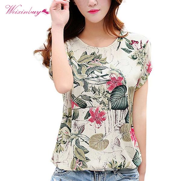 fashion women blouses floral print ladies shirts summer casual short sleeve blouse 2019 new o-neck shirt blusas plus size, White
fashion women blouses floral print ladies shirts summer casual short sleeve blouse 2019 new o-neck shirt blusas plus size, White