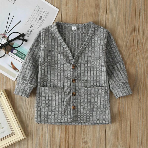 toddler baby boys girl long-sleeved cardigan jacket coat knitted clothes, Blue;gray