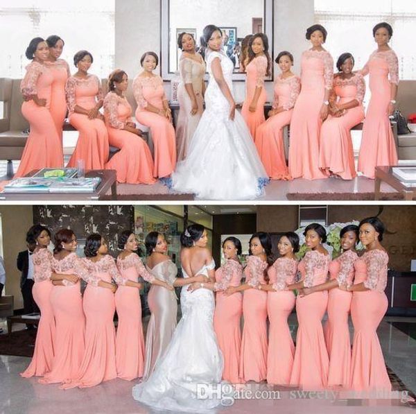 nigerian african plus size bridesmaid dresses 2019 coral half long sleeves lace sweep train maid of honor evening occasion gowns cheap, White;pink
nigerian african plus size bridesmaid dresses 2019 coral half long sleeves lace sweep train maid of honor evening occasion gowns cheap, White;pink