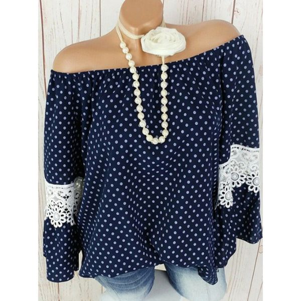 women's blouses & shirts fashion autumn polka dot women blouse flare sleeve casual loose female lace crochet 5xl sj3590v, White
women's blouses & shirts fashion autumn polka dot women blouse flare sleeve casual loose female lace crochet 5xl sj3590v, White