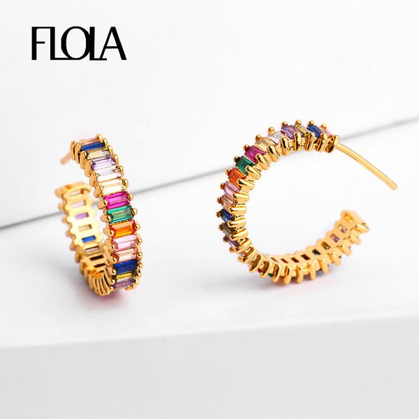 hoop & huggie flola delicate rainbow baguette earring for woman cubic zirconia earrings pendientes fashion jewelry 2021 ersq06, Golden;silver
hoop & huggie flola delicate rainbow baguette earring for woman cubic zirconia earrings pendientes fashion jewelry 2021 ersq06, Golden;silver