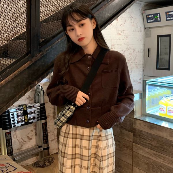 make quality inspection qiu dong han edition lapel pocket short joker heavy knitting cardigan sweater coat, White
make quality inspection qiu dong han edition lapel pocket short joker heavy knitting cardigan sweater coat, White