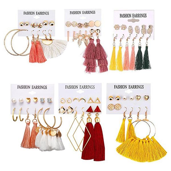 tassel earrings 36 pairs,colorful bohemian layered long thread ball dangle earrings stud earring drop fashion jewelry f, Golden;silver
tassel earrings 36 pairs,colorful bohemian layered long thread ball dangle earrings stud earring drop fashion jewelry f, Golden;silver