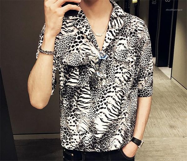 print shirts turn down collar casual tees short sleeve contrast color mens single button mens designer leopard, White;black
print shirts turn down collar casual tees short sleeve contrast color mens single button mens designer leopard, White;black