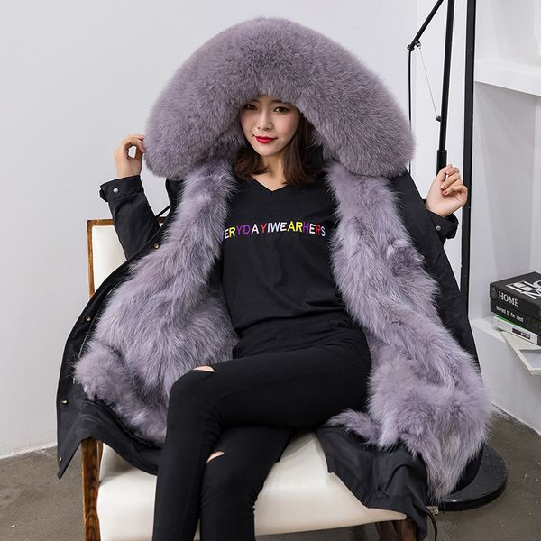 real fur overcoats winter parka jacket women s long waterproof fur collar linner tailored thick warm 2019 grey ship, Black
real fur overcoats winter parka jacket women s long waterproof fur collar linner tailored thick warm 2019 grey ship, Black