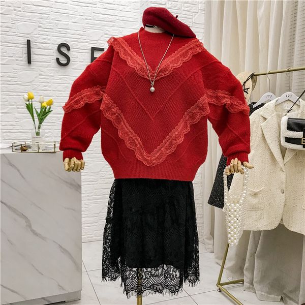 women's sweater pullover new loose lace stitched ruffle knit in autumn and winter 2019 plus size women sweater and pullovers, White;black
women's sweater pullover new loose lace stitched ruffle knit in autumn and winter 2019 plus size women sweater and pullovers, White;black