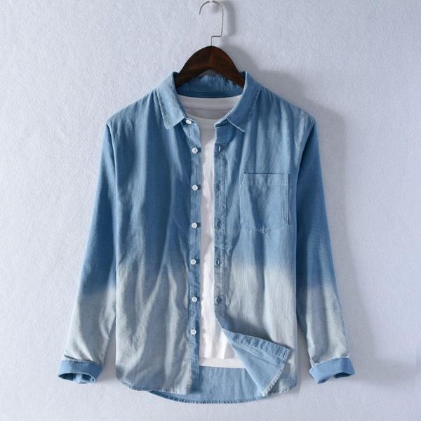 men's causal shirt 2020 spring long sleeve turn down collar cotton gradual change loose shirt camisas social masculina, White;black
men's causal shirt 2020 spring long sleeve turn down collar cotton gradual change loose shirt camisas social masculina, White;black