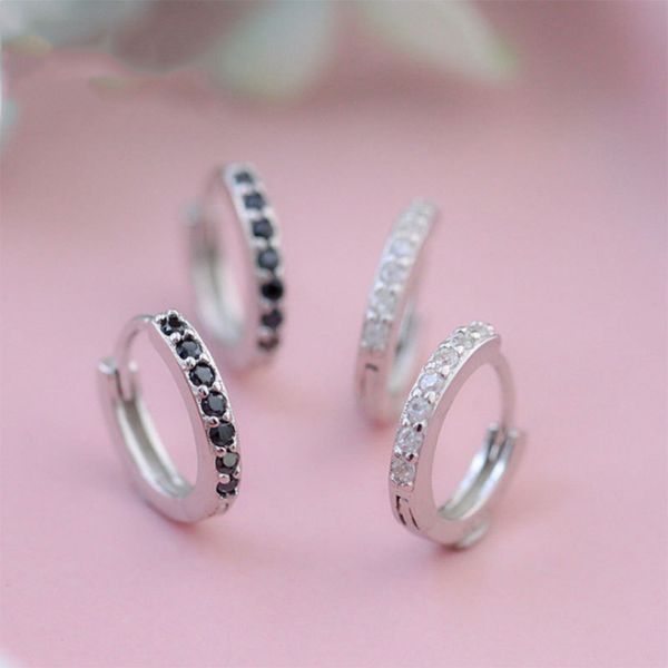925 sterling silver black white rhinestone hoop earrings for women hipster personalized punk style chic ear circle femme jewelry, Golden;silver
925 sterling silver black white rhinestone hoop earrings for women hipster personalized punk style chic ear circle femme jewelry, Golden;silver