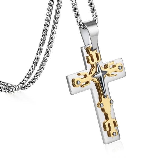 vintage stainless steel cross pendant chain necklace for men colar masculino erkek kolye ketting mannen chaine mn195, Silver
vintage stainless steel cross pendant chain necklace for men colar masculino erkek kolye ketting mannen chaine mn195, Silver