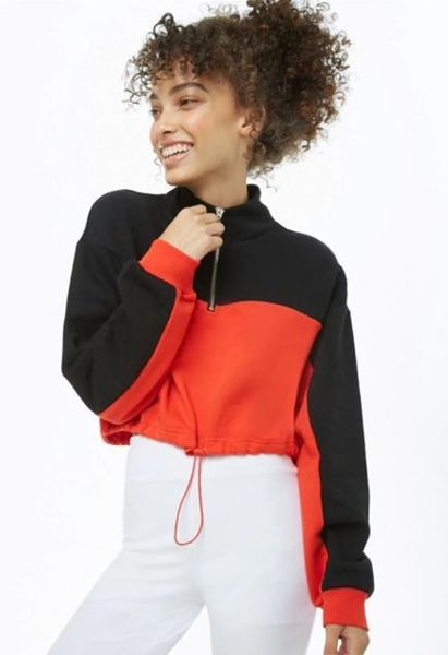 women's hoodies & sweatshirts women fashion contrast color zipper stand collar long sleeve short sweatshirt female pullover top, Black
women's hoodies & sweatshirts women fashion contrast color zipper stand collar long sleeve short sweatshirt female pullover top, Black