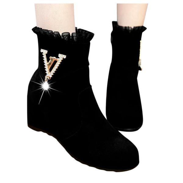 2019 women zip crystal ankle suede boots side autumn ladies height increasing botas female fashion short shoes mujer booties, Black
2019 women zip crystal ankle suede boots side autumn ladies height increasing botas female fashion short shoes mujer booties, Black