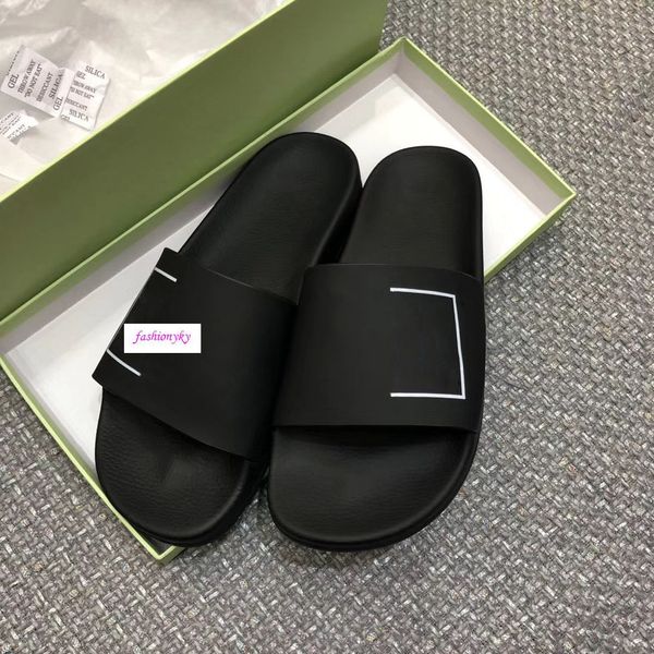 new summer designer off casual shoes indoor beach slippers white printing lovers slippers, Black