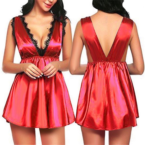 2019 womens women sleepwear sleeveless strap nightwear lace underwear nightdress lace trim satin clothes, Black;red
2019 womens women sleepwear sleeveless strap nightwear lace underwear nightdress lace trim satin clothes, Black;red