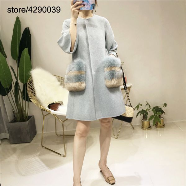 korean style wool coat women natural fur pocket autumn winter female jacket long woolens overcoat, Black
korean style wool coat women natural fur pocket autumn winter female jacket long woolens overcoat, Black