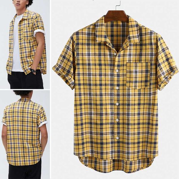 2020 summer men plaid shirt cotton short sleeve lapel breathable shirts mens vacation casual streetwear button hawaiian blouse, White;black
2020 summer men plaid shirt cotton short sleeve lapel breathable shirts mens vacation casual streetwear button hawaiian blouse, White;black