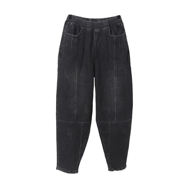 black ash with embroidery harlan elastic waist big yards long leisure trousers, Blue
black ash with embroidery harlan elastic waist big yards long leisure trousers, Blue