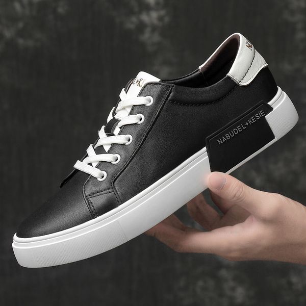 men genuine leather casual shoes lace up fashion male shoes leisure height increased comfortable new trend wild sneakers, Black
men genuine leather casual shoes lace up fashion male shoes leisure height increased comfortable new trend wild sneakers, Black