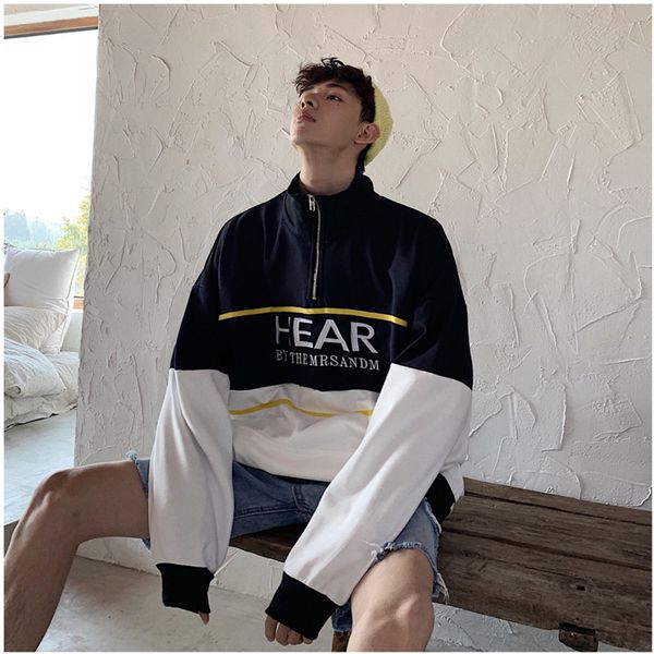 2019 spring and autumn new letter embroidery contrast color stand collar hoodie loose casual coat jacket white / gray m-xl, Black
2019 spring and autumn new letter embroidery contrast color stand collar hoodie loose casual coat jacket white / gray m-xl, Black