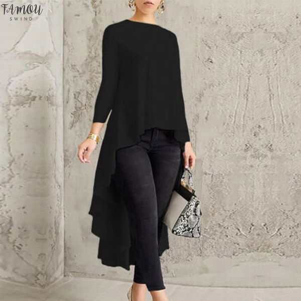 blouse women shirt long sleeve asymmetrical waterfall shirt high low plus blouse women polyester z4, White
blouse women shirt long sleeve asymmetrical waterfall shirt high low plus blouse women polyester z4, White