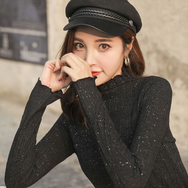 wooden ear half high collar base shirt 2019 thin large size inside tight bright silk long sleeve female, White
wooden ear half high collar base shirt 2019 thin large size inside tight bright silk long sleeve female, White