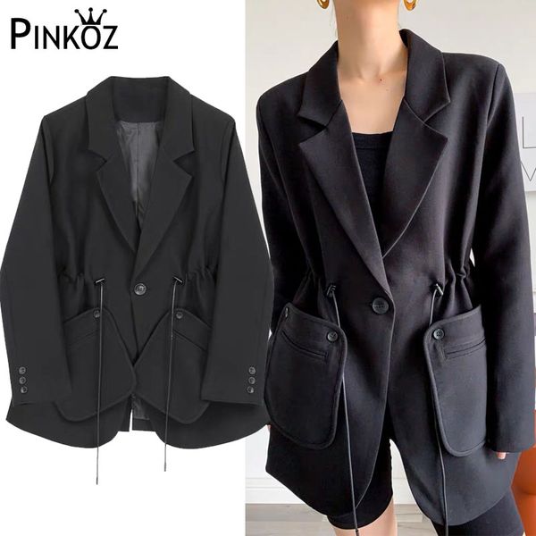 pinkoz celebrity style black office lady coat blazers drawstring pocket casual overcoat 2020 spring new fashion, White;black
pinkoz celebrity style black office lady coat blazers drawstring pocket casual overcoat 2020 spring new fashion, White;black
