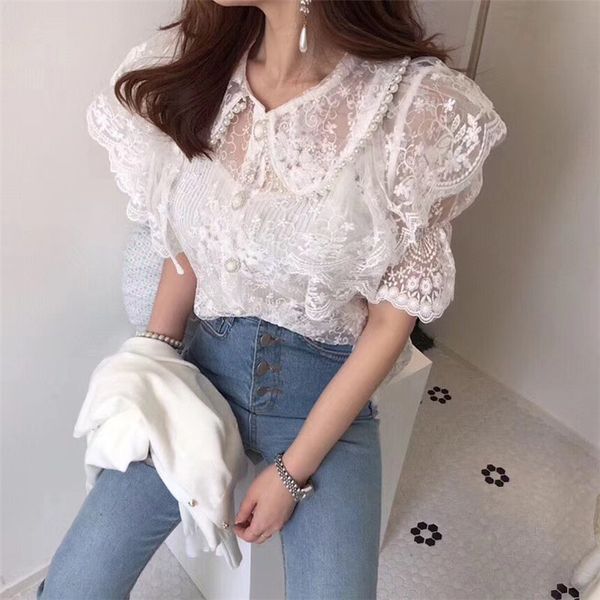 korea lace 2020 summer casual fashion mesh elegant stylish loose sweet all-match women chiffon white basic shirts
korea lace 2020 summer casual fashion mesh elegant stylish loose sweet all-match women chiffon white basic shirts