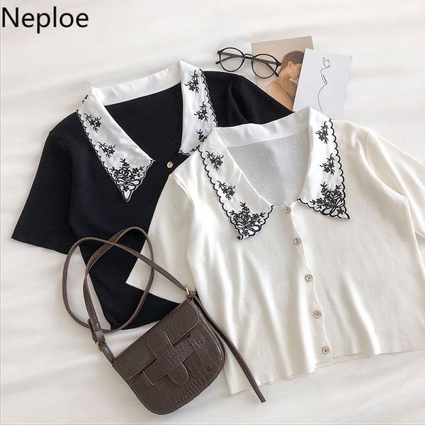 neploe knitted embroidery turn down collar sweaters retro single breasted short sleeve cardigans korean fashion female 1d349, White
neploe knitted embroidery turn down collar sweaters retro single breasted short sleeve cardigans korean fashion female 1d349, White