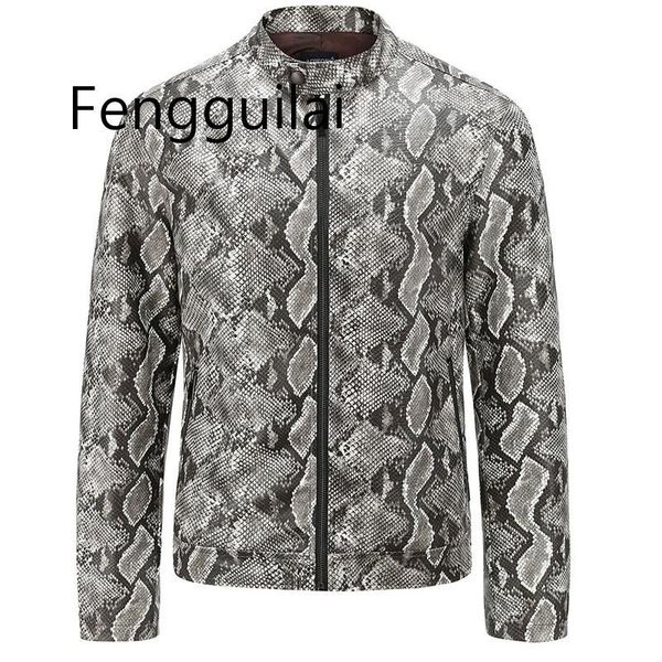 men casual straight leather jacket 2020 snakeskin print long sleeve jacket male british wind slim long sleeve leather, Black
men casual straight leather jacket 2020 snakeskin print long sleeve jacket male british wind slim long sleeve leather, Black