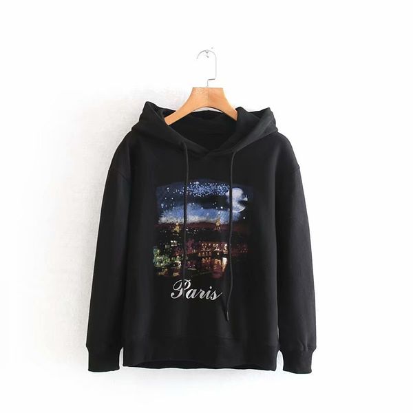 wy958 women's autumn design print with hoodied long sleeve pullovers sweatershirt jumpers, Black
wy958 women's autumn design print with hoodied long sleeve pullovers sweatershirt jumpers, Black
