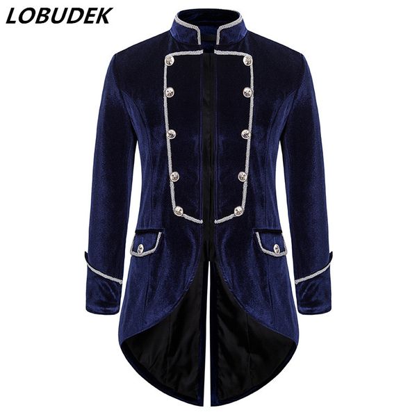 men mid-length blazer vintage court tailcoat navy blue/wine red/black velvet swallowtail coat performance stage tuxedo costume, White;black
men mid-length blazer vintage court tailcoat navy blue/wine red/black velvet swallowtail coat performance stage tuxedo costume, White;black