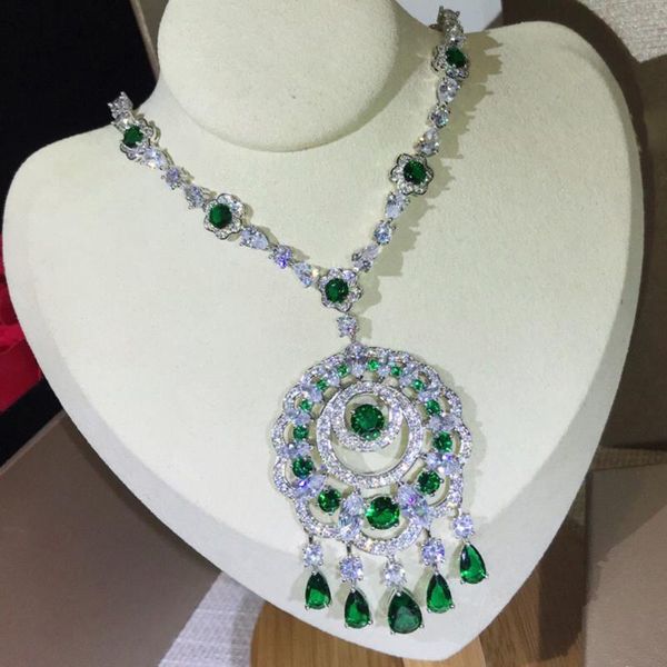 high fashion zircon necklace for women party wedding green crystal gorgeous elegance tassel pendant chain fine jewelry, Silver
high fashion zircon necklace for women party wedding green crystal gorgeous elegance tassel pendant chain fine jewelry, Silver