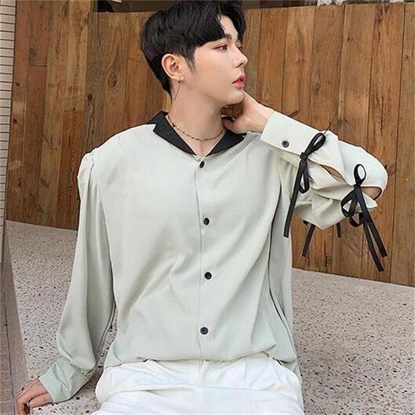 hollow bowknot ribbons long sleeve hip hop homme shirts soft streetwear fashion casual men shirts, White;black
hollow bowknot ribbons long sleeve hip hop homme shirts soft streetwear fashion casual men shirts, White;black