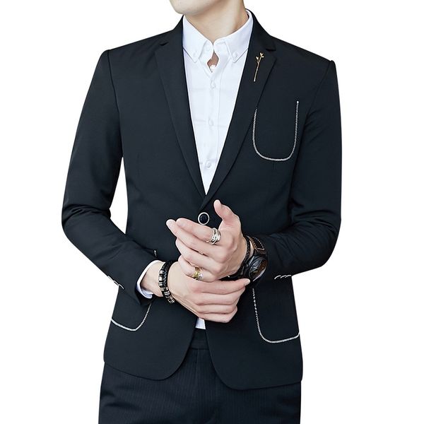 men's solid color blazer men's casual wedding jacket fashion men's slim business office jacket one button blazer, White;black
men's solid color blazer men's casual wedding jacket fashion men's slim business office jacket one button blazer, White;black