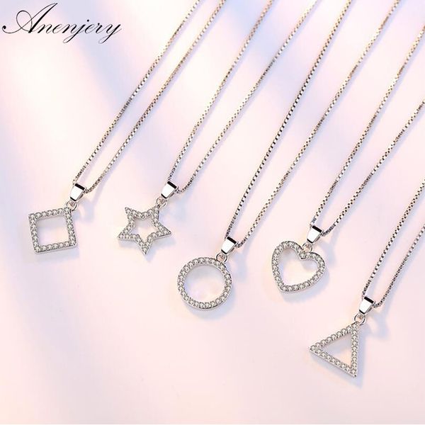 anenjery 5 modle 925 sterling silver crystal zircon star heart circle square pendant necklace for women match 45cm box chain
anenjery 5 modle 925 sterling silver crystal zircon star heart circle square pendant necklace for women match 45cm box chain