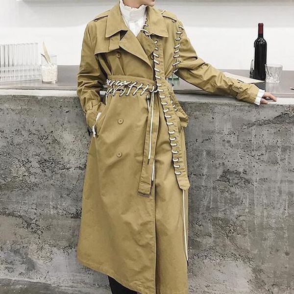 korean harajuku style rope cross cool trench coat large size streetwear casual wide waisted coat long section women's coats, Tan;black
korean harajuku style rope cross cool trench coat large size streetwear casual wide waisted coat long section women's coats, Tan;black
